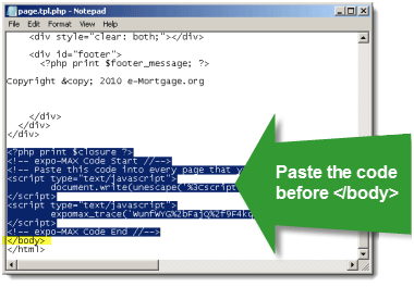 Paste Code into Theme Template File