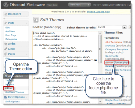 Locate Footer (footer.php) from WordPress Menu