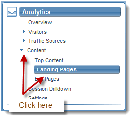 Select Analytics -> Content -> Landing Pages from the menu